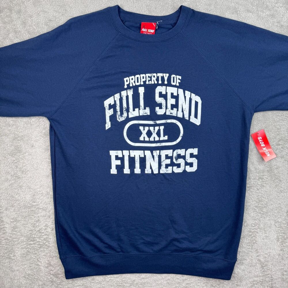 Full Send Sweatshirt Boys XL Navy Blue Graphic Fleece Lined Raglan Sleeve Winter